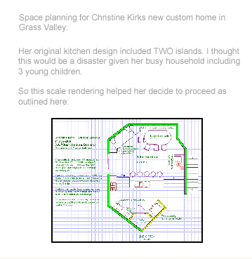client Christine Kirk's 2D kitchen plans for her new custom home - 68313 Bytes